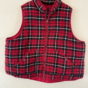 Ava & Viv Red and Black Plaid Vest